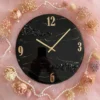 Black Marble & Gold Epoxy Resin Wall Clock
