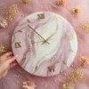 Pink Marble Resin Wall Clock